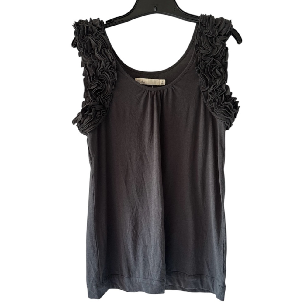 NWT Madewell Womens Charcoal Gray Ruffled Trim Tank Top Cotton Blend Size Small